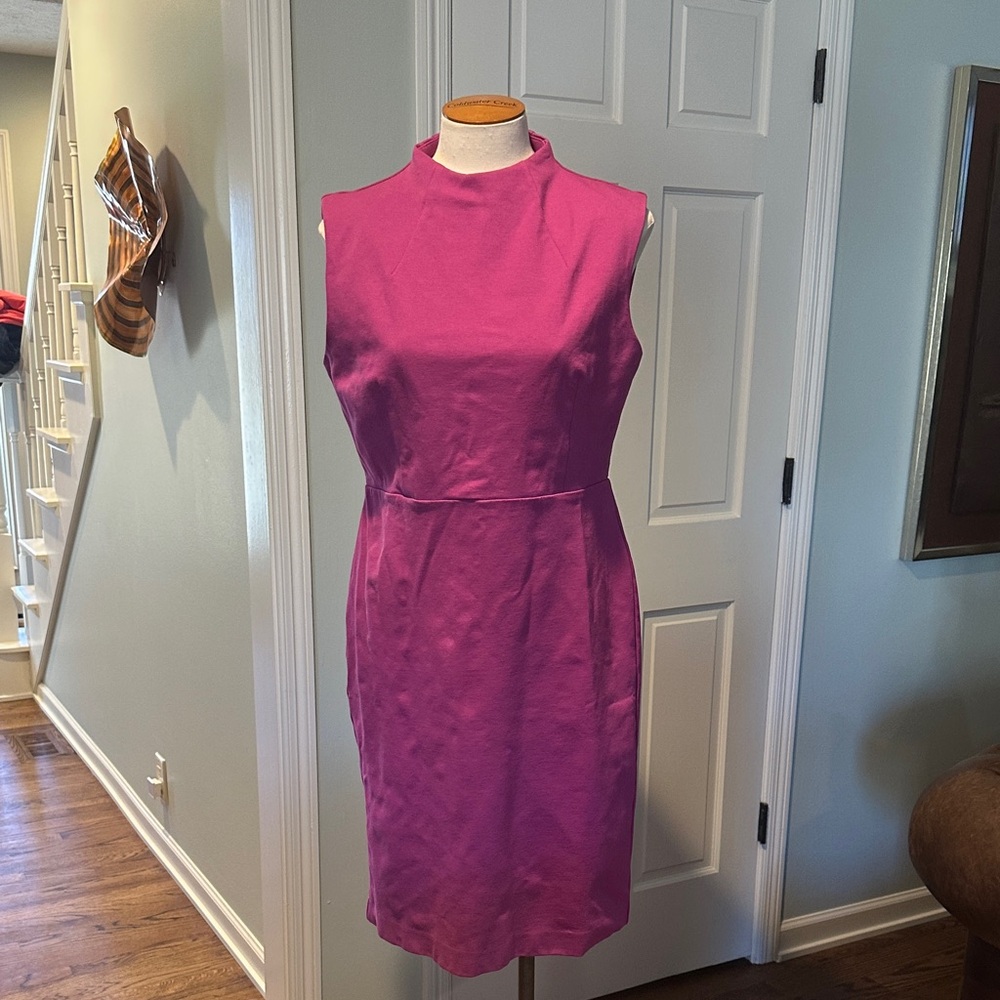 NWT Ann Taylor Elegant Sleeveless Berry Pink mock neck sheath Dress Sz 10P